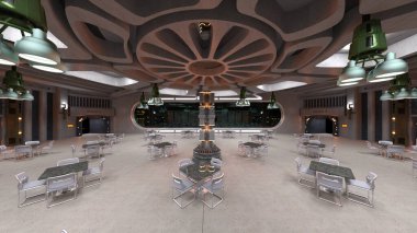 Uzay gemisindeki konferans odasının 3D görüntülemesi