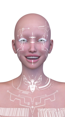 Bir kadının yüzünün 3 boyutlu görüntüsü.