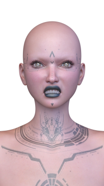 Bir kadının yüzünün 3 boyutlu görüntüsü.