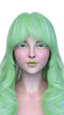 Bir kadının yüzünün 3 boyutlu görüntüsü.