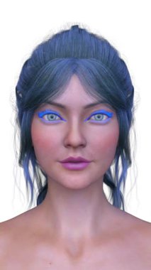 Bir kadının yüzünün 3 boyutlu görüntüsü.