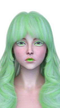 Bir kadının yüzünün 3 boyutlu görüntüsü.