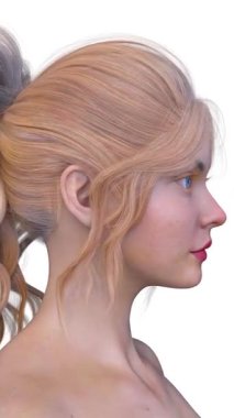 Bir kadının yüzünün 3 boyutlu görüntüsü.