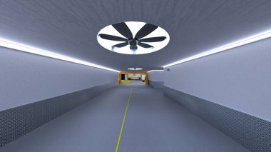 Laboratuvar koridorunun 3B görüntülemesi