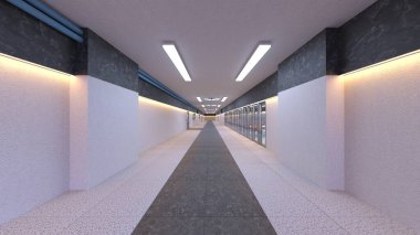 Laboratuvar koridorunun 3B görüntülemesi