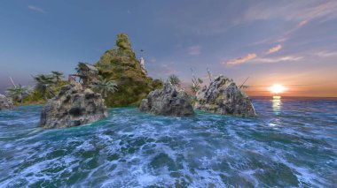 Adanın ucundaki gözetleme kulesinin 3D görüntüsü