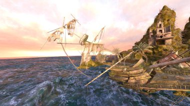 Adanın ucundaki gözetleme kulesinin 3D görüntüsü