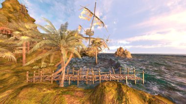 Adanın ucundaki gözetleme kulesinin 3D görüntüsü