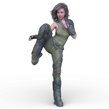 bir kadın savaşçı 3D render