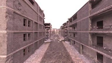 Issız şehir manzarasının 3B canlandırması