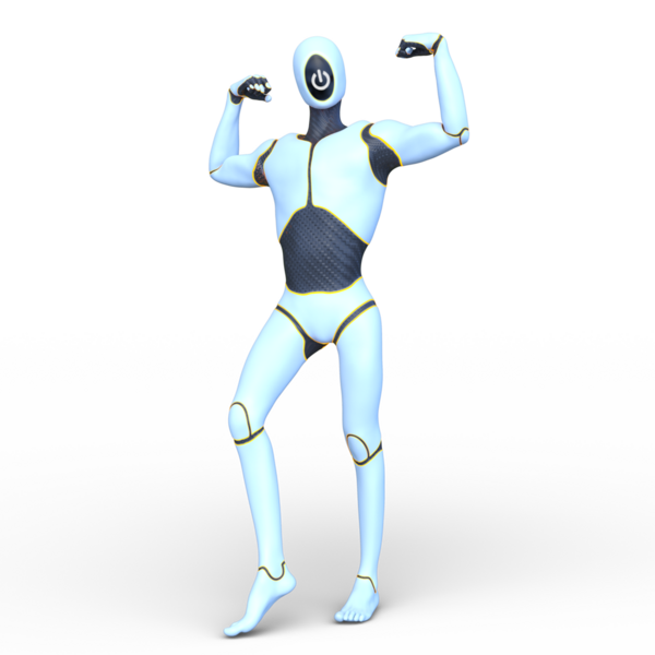 erkek bir cyborg 3D render