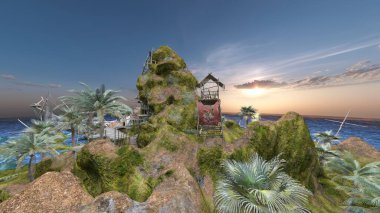 Adanın ucundaki gözetleme kulesinin 3D görüntüsü