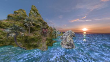 Adanın ucundaki gözetleme kulesinin 3D görüntüsü