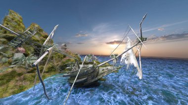 Adanın ucundaki gözetleme kulesinin 3D görüntüsü