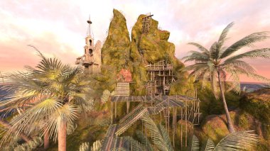 Adanın ucundaki gözetleme kulesinin 3D görüntüsü