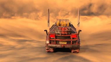 Canavar bir arabanın 3 boyutlu canlandırması