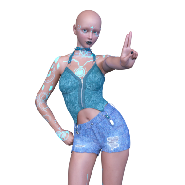 Dişi bir sayborgun 3D canlandırması