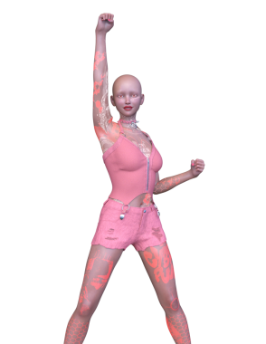 Dişi bir sayborgun 3D canlandırması