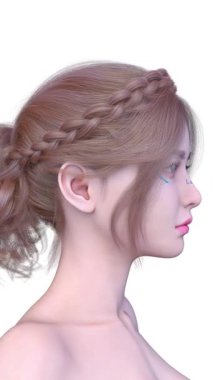 Bir kadının yüzünün 3 boyutlu görüntüsü.