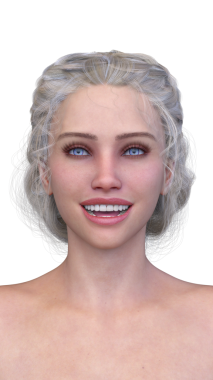 Bir kadının yüzünün 3 boyutlu görüntüsü.