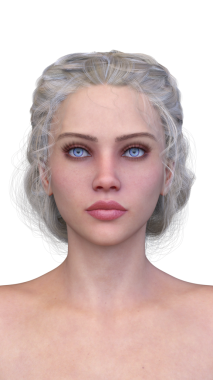 Bir kadının yüzünün 3 boyutlu görüntüsü.