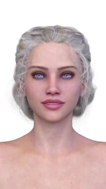 Bir kadının yüzünün 3 boyutlu görüntüsü.