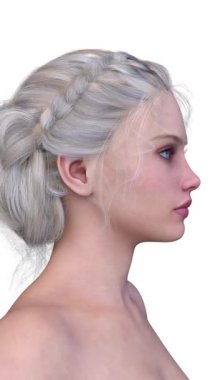 Bir kadının yüzünün 3 boyutlu görüntüsü.