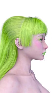 Bir kadının yüzünün 3 boyutlu görüntüsü.