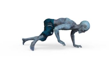 Yürüyen bir erkek zombinin 3 boyutlu canlandırması
