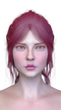 Bir kadının yüzünün 3 boyutlu görüntüsü.