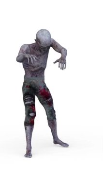 Yürüyen bir erkek zombinin 3 boyutlu canlandırması