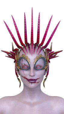 Dişi bir vampirin 3 boyutlu görüntüsü.