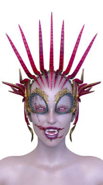 Dişi bir vampirin 3 boyutlu görüntüsü.