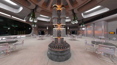 Uzay gemisindeki konferans odasının 3D görüntülemesi