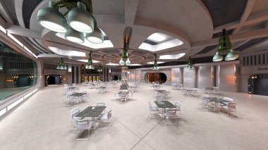 Uzay gemisindeki konferans odasının 3D görüntülemesi