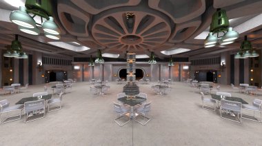 Uzay gemisindeki konferans odasının 3D görüntülemesi