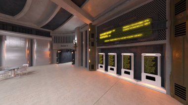 Uzay gemisindeki konferans odasının 3D görüntülemesi