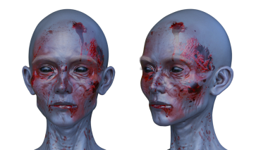 3 boyutlu dişi zombi yüzü.