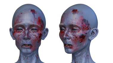 3 boyutlu dişi zombi yüzü.