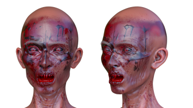 3 boyutlu dişi zombi yüzü.