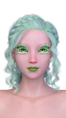 Bir kadının yüzünün 3 boyutlu görüntüsü.