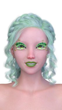 Bir kadının yüzünün 3 boyutlu görüntüsü.