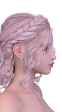 Bir kadının yüzünün 3 boyutlu görüntüsü.