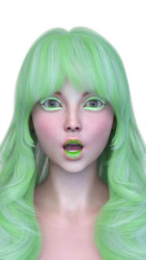 Bir kadının yüzünün 3 boyutlu görüntüsü.