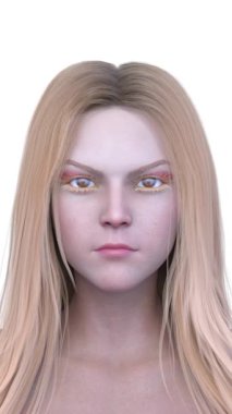 Bir kadının yüzünün 3 boyutlu görüntüsü.