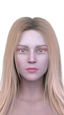 Bir kadının yüzünün 3 boyutlu görüntüsü.