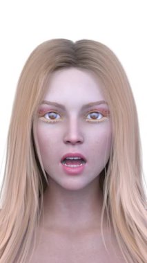 Bir kadının yüzünün 3 boyutlu görüntüsü.