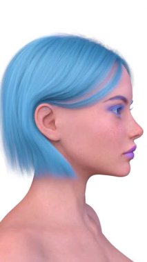 Bir kadının yüzünün 3 boyutlu görüntüsü.