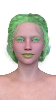 Bir kadının yüzünün 3 boyutlu görüntüsü.