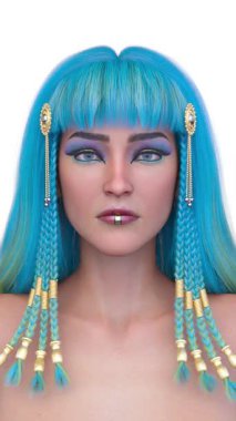 Kleopatra makyajlı bir kadının 3 boyutlu görüntüsü